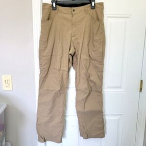 Eddie Bauer Fleece Lined Pants Tan Pockets Outdoors Straight Leg Mens 34 X 30